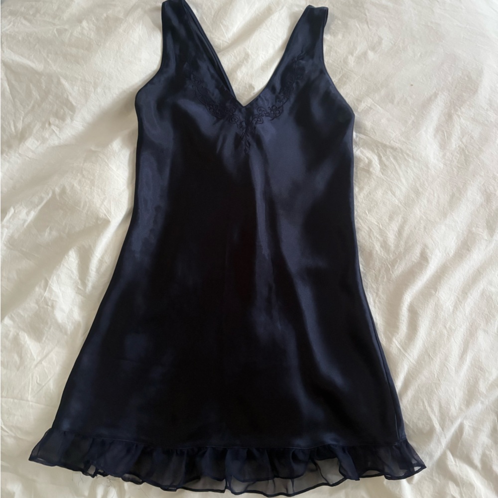 VTG Amanda Stewart Navy Blue Slip with Ruffle